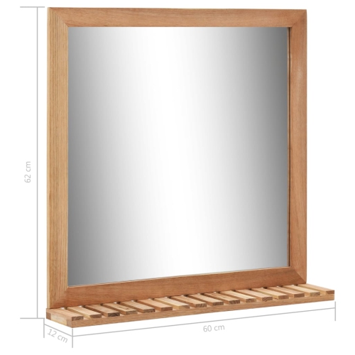 vidaXL Bathroom Mirror 60x12x62 cm Solid Walnut Wood