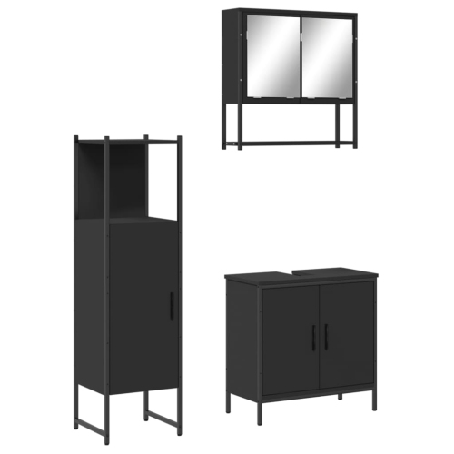 VIDAXL  3 Piece Bathroom Furniture Set Black Engineered Wood