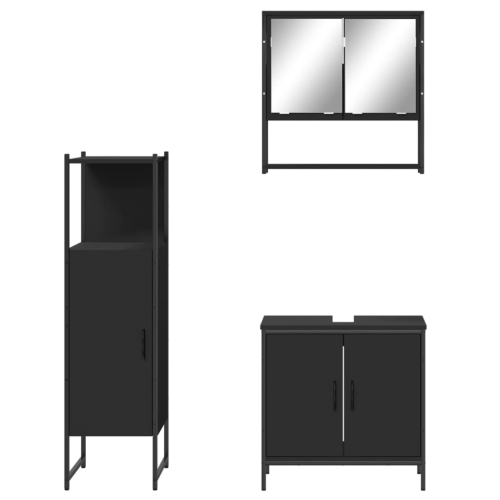 vidaXL 3 Piece Bathroom Furniture Set Black Engineered Wood