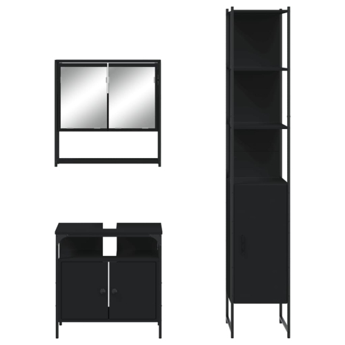 vidaXL 3 Piece Bathroom Furniture Set Black Engineered Wood