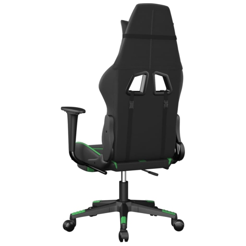 vidaXL Gaming Chair with Footrest Black and Green Faux Leather