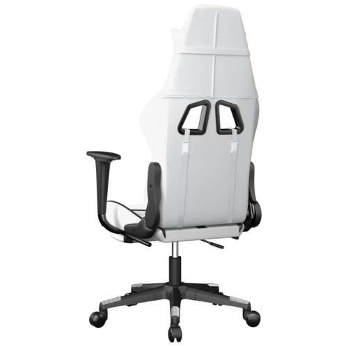 vidaXL Gaming Chair with Footrest White and Black Faux Leather