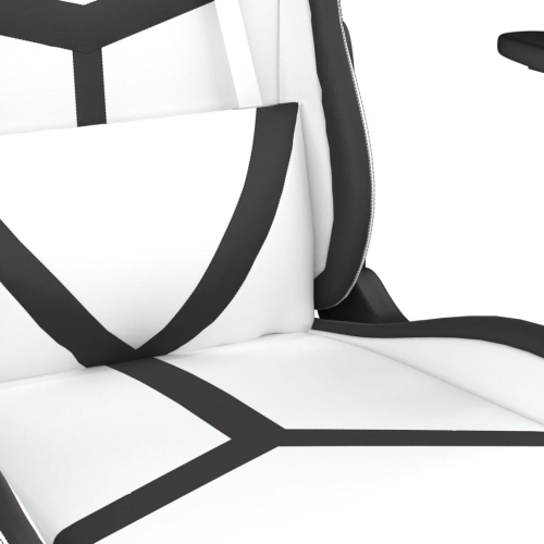 vidaXL Gaming Chair with Footrest White and Black Faux Leather