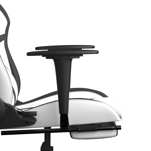 vidaXL Gaming Chair with Footrest White and Black Faux Leather