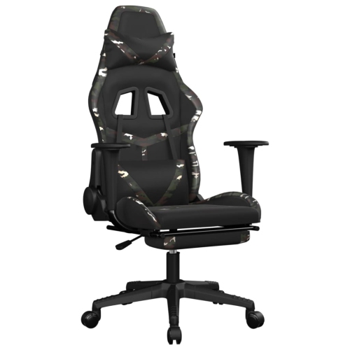 Fauteuil de jeu avec repose-pieds en similicuir noir et camouflage VidaXL