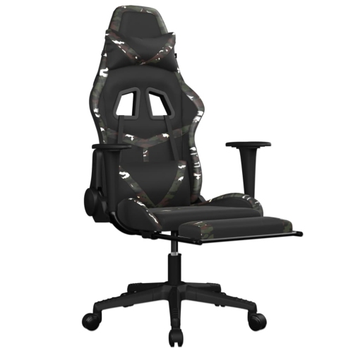 Fauteuil de jeu avec repose-pieds en similicuir noir et camouflage VidaXL