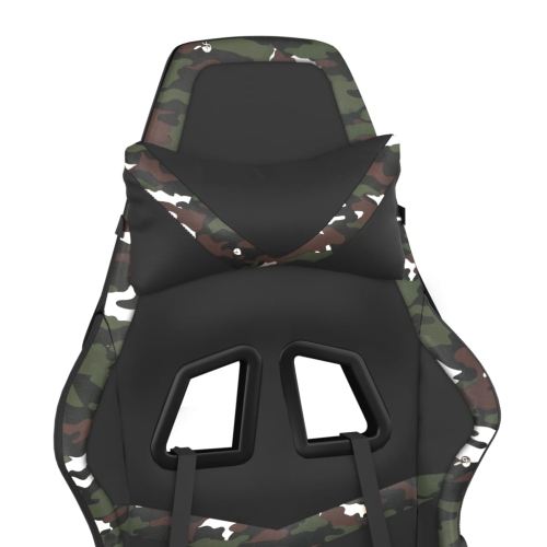Fauteuil de jeu avec repose-pieds en similicuir noir et camouflage VidaXL