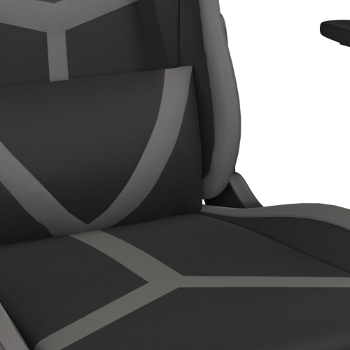 vidaXL Gaming Chair with Footrest Black and Grey Faux Leather