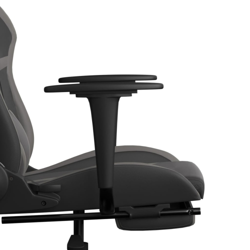 vidaXL Gaming Chair with Footrest Black and Grey Faux Leather