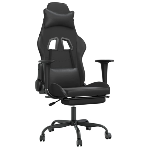 VIDAXL  Gaming Chair With Footrest Faux Leather In Black