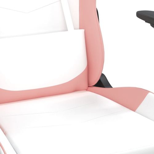 vidaXL Gaming Chair with Footrest White and Pink Faux Leather