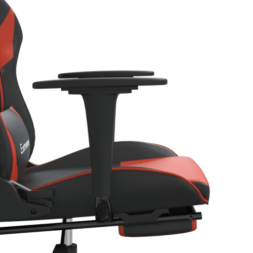 vidaXL Gaming Chair with Footrest Black and Red Faux Leather