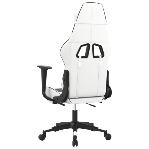 Fauteuil de jeu avec repose-pieds en similicuir blanc et noir vidaXL