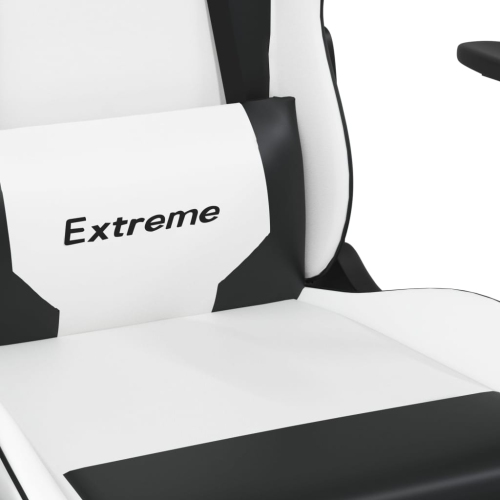 Fauteuil de jeu avec repose-pieds en similicuir blanc et noir vidaXL
