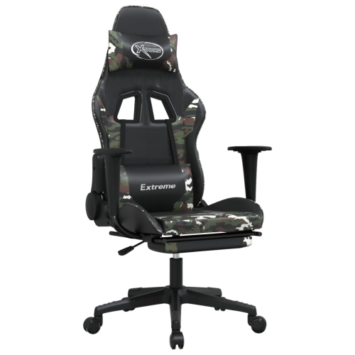 Fauteuil de jeu avec repose-pieds en similicuir noir et camouflage VidaXL