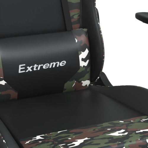 vidaXL Gaming Chair with Footrest Black and Camouflage Faux Leather