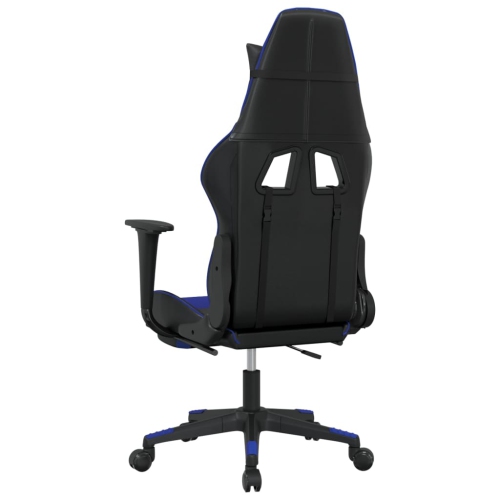 Fauteuil de jeu avec repose-pieds en similicuir noir et bleu vidaXL