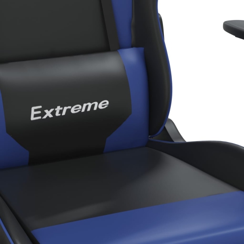 Fauteuil de jeu avec repose-pieds en similicuir noir et bleu vidaXL