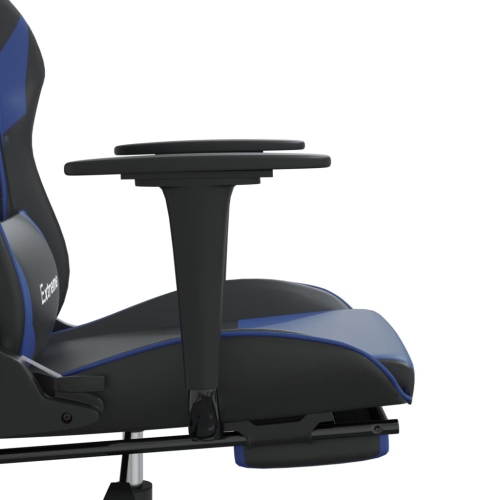 Fauteuil de jeu avec repose-pieds en similicuir noir et bleu vidaXL
