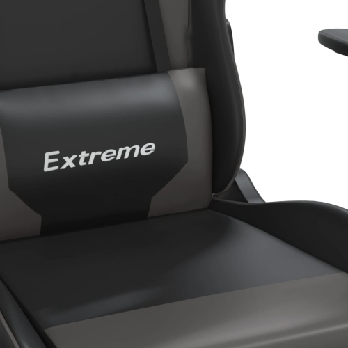 vidaXL Gaming Chair with Footrest Black and Grey Faux Leather