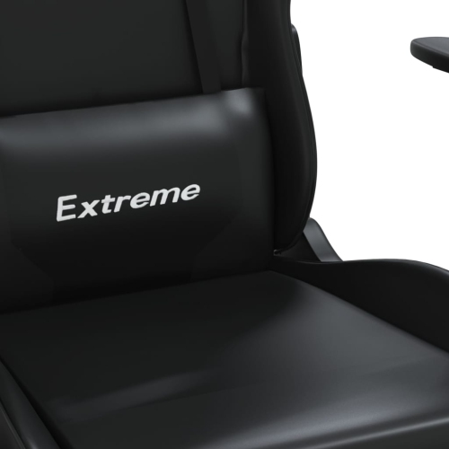 vidaXL Gaming Chair with Footrest Black Faux Leather