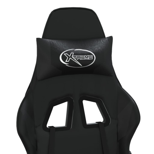 vidaXL Gaming Chair with Footrest Black Faux Leather