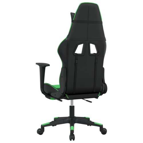 vidaXL Gaming Chair with Footrest Black and Green Faux Leather