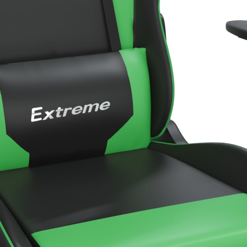 vidaXL Gaming Chair with Footrest Black and Green Faux Leather