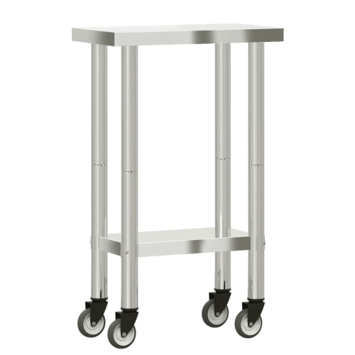 Table de travail de cuisine avec roulettes 55 x 30 x 30 po en acier inoxydable 85 cm de vidaXL