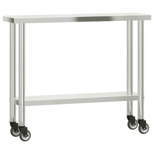 Table de travail de cuisine avec roulettes 110 x 30 x 30 po en acier inoxydable 85&nbsp;cm de vidaXL