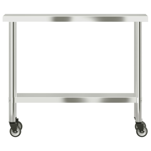 Table de travail de cuisine avec roulettes 110 x 30 x 30 po en acier inoxydable 85 cm de vidaXL