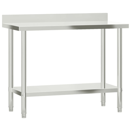 Image 1 de 8.. Table de travail de cuisine avec dosseret 110x55x93&nbsp;cm acier inoxydable
