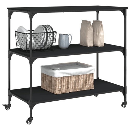 vidaXL Kitchen Trolley Black 102x50x95 cm Engineered Wood