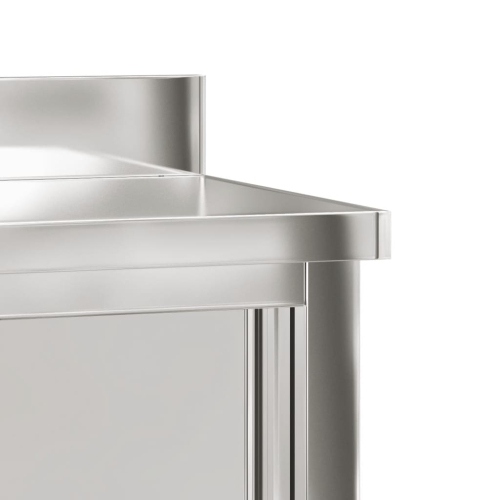 Table de travail de cuisine avec portes coulissantes en acier inoxydable vidaXL