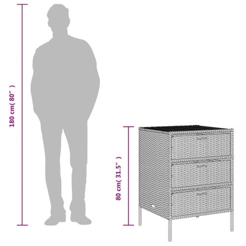 vidaXL Garden Storage Cabinet Brown 55x59x80 cm Poly Rattan