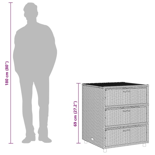 vidaXL Garden Storage Cabinet Black 55x59x69 cm Poly Rattan