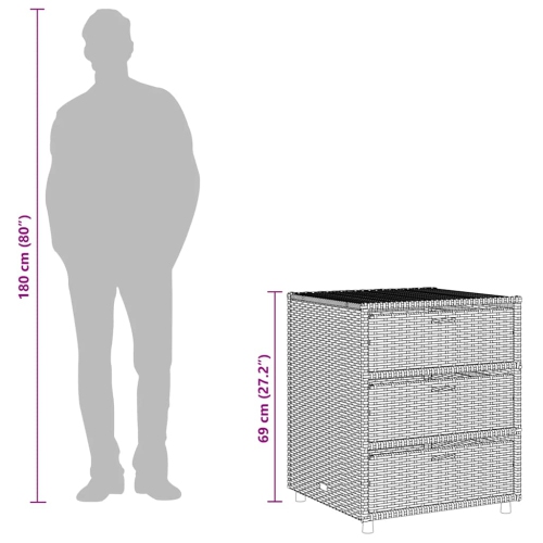 vidaXL Garden Storage Cabinet Brown 55x59x69 cm Poly Rattan