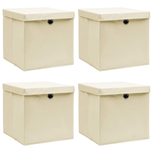 VIDAXL  Storage Boxes With Lid 4 PCs Cream 32X32X32 Cm Fabric