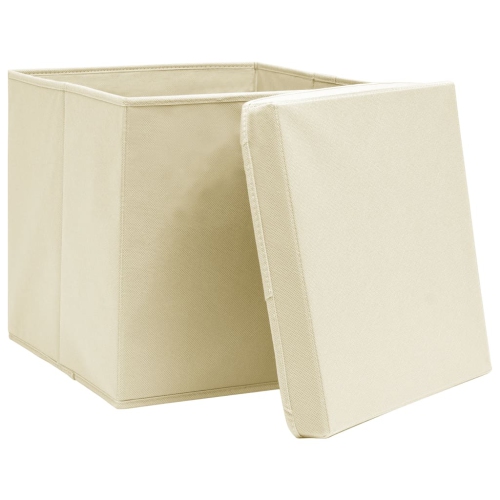 vidaXL Storage Boxes with Lid 4 pcs Cream 32x32x32 cm Fabric