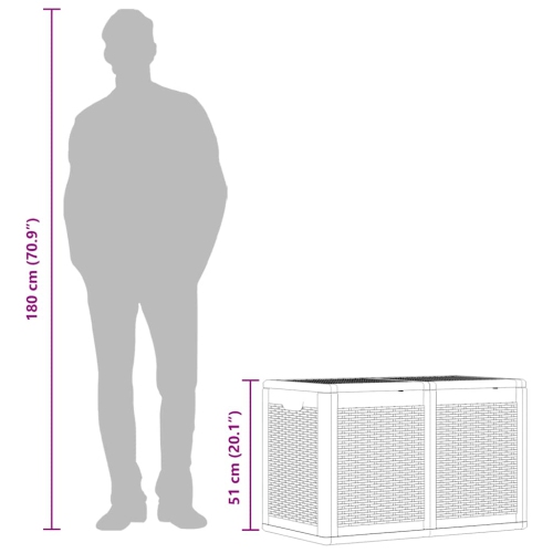 vidaXL Garden Storage Box 180L Black PP Rattan