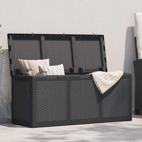 vidaXL Garden Storage Box 270L Black PP Rattan