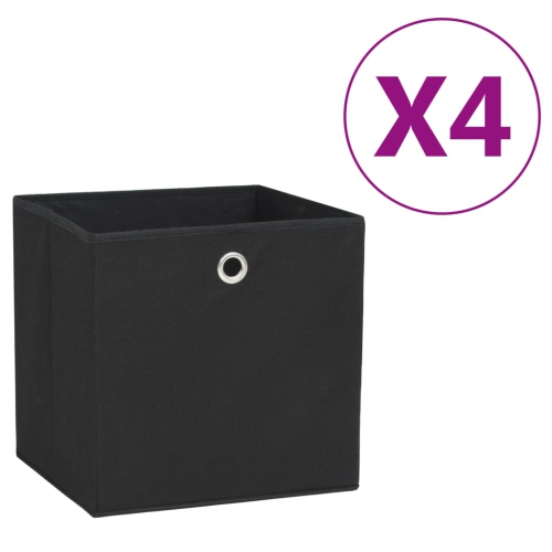 VIDAXL  Storage Boxes 4 PCs Non-Woven Fabric 28X28X28 Cm Black