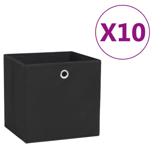 VIDAXL  Storage Boxes 10 PCs Non-Woven Fabric 28X28X28 Cm In Black