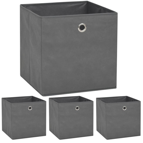 VIDAXL  Storage Boxes 4 PCs Non-Woven Fabric 32X32X32 Cm Grey