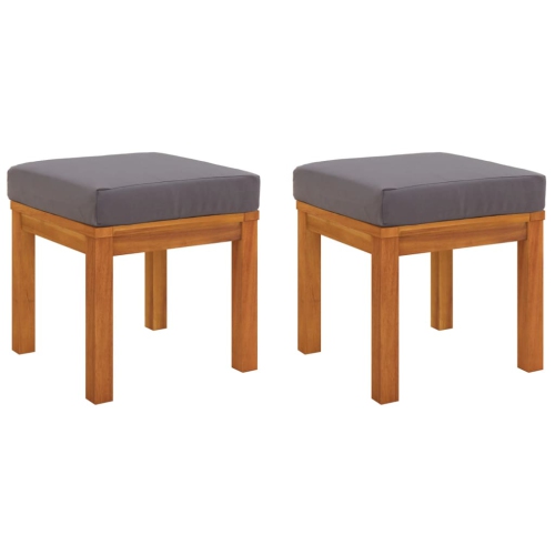 VIDAXL  Garden Stools With Cushions 2 PCs 40X40X42 Cm Solid Wood Acacia