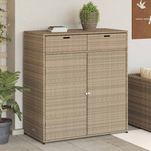 vidaXL Garden Storage Cabinet Beige 105x55x113 cm Poly Rattan