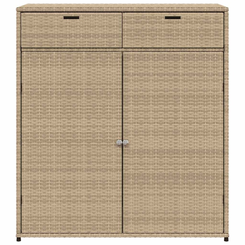 vidaXL Garden Storage Cabinet Beige 105x55x113 cm Poly Rattan