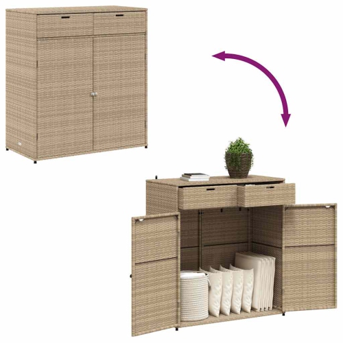 vidaXL Garden Storage Cabinet Beige 105x55x113 cm Poly Rattan