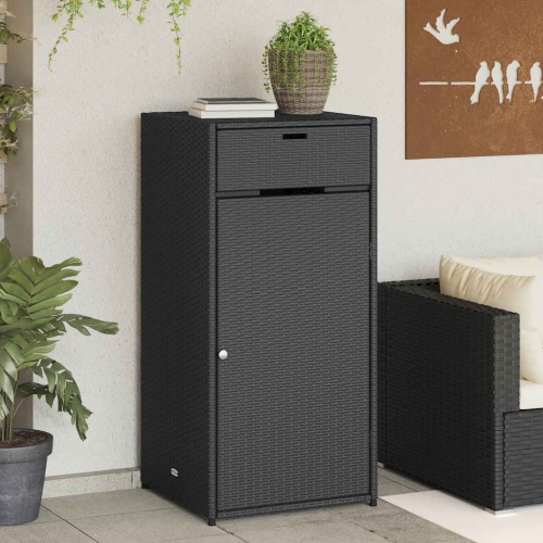 vidaXL Garden Storage Cabinet Black 55x55x111 cm Poly Rattan