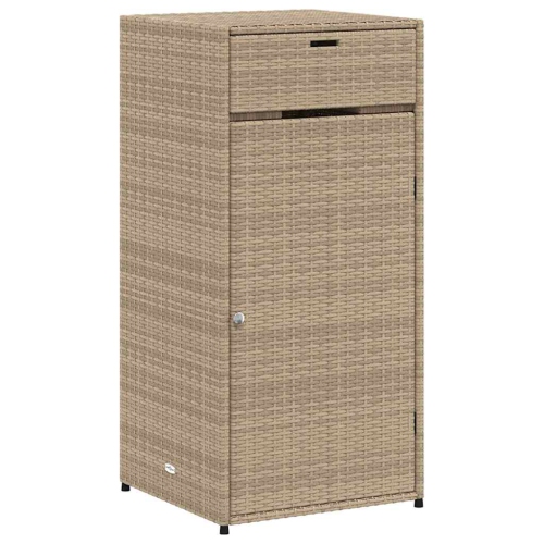 vidaXL Garden Storage Cabinet Beige 55x55x111 cm Poly Rattan